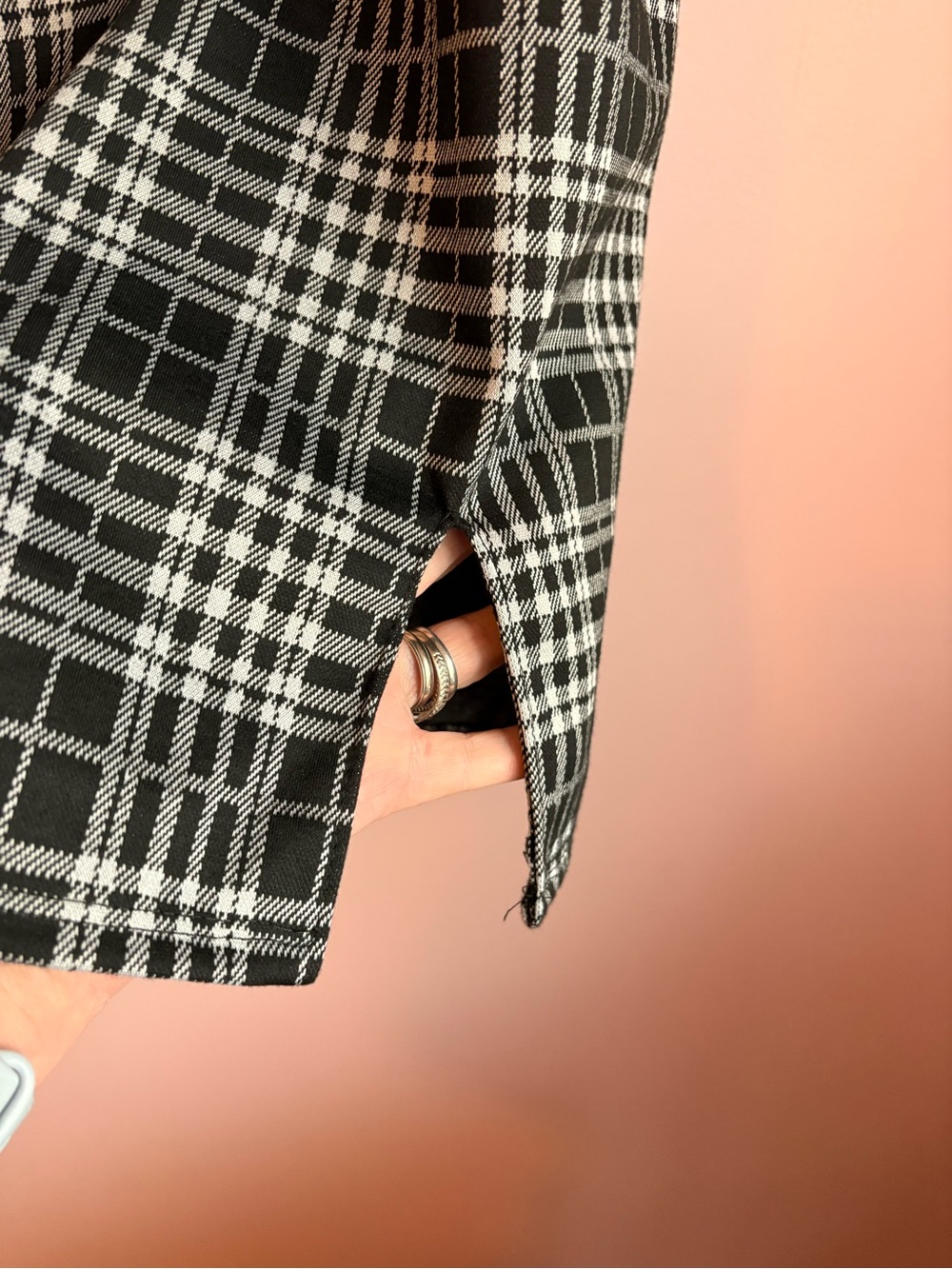 ❤️Polly & Esther Black and White Plaid Midi Dress - Picture 4 of 5